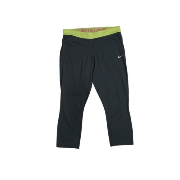 Nike Dri-Fit Gray Drawstring Capri Length Run Fast Running Leggings Women's XL - Picture 1 of 12